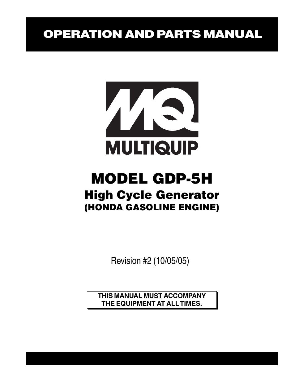 Multiquip High Cycle Generator GDP-5H User Manual | 82 pages