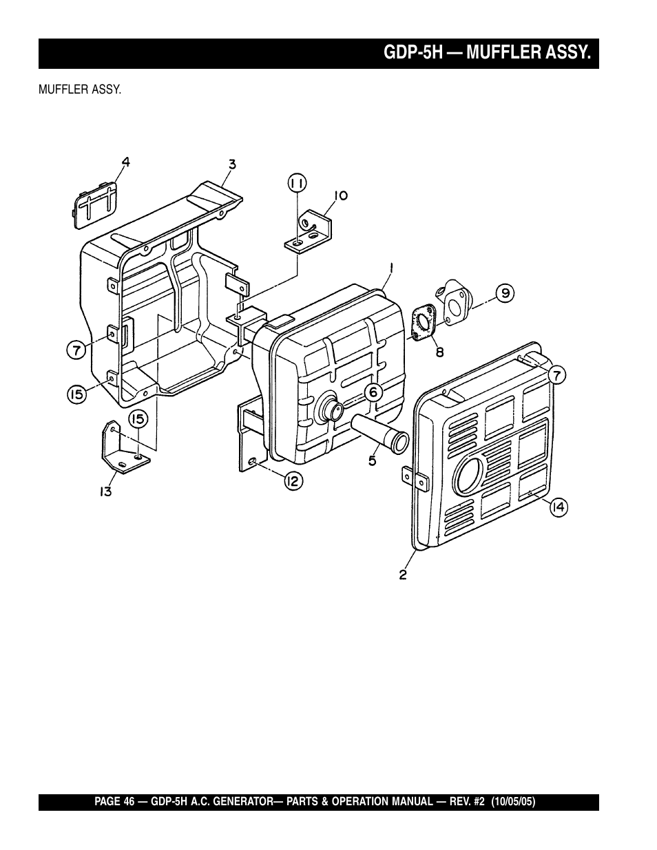Gdp-5h — muffler assy | Multiquip High Cycle Generator GDP-5H User Manual | Page 46 / 82