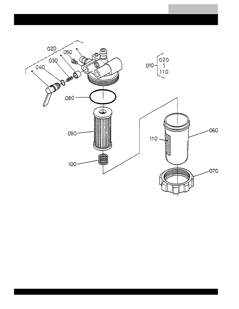 Fuel filter component assembly -123, Kubota v1205b --- fuel filter component assy | Multiquip MQ Power Duelweld Welder/Ac Generator BLW-400SSW User Manual | Page 122 / 138