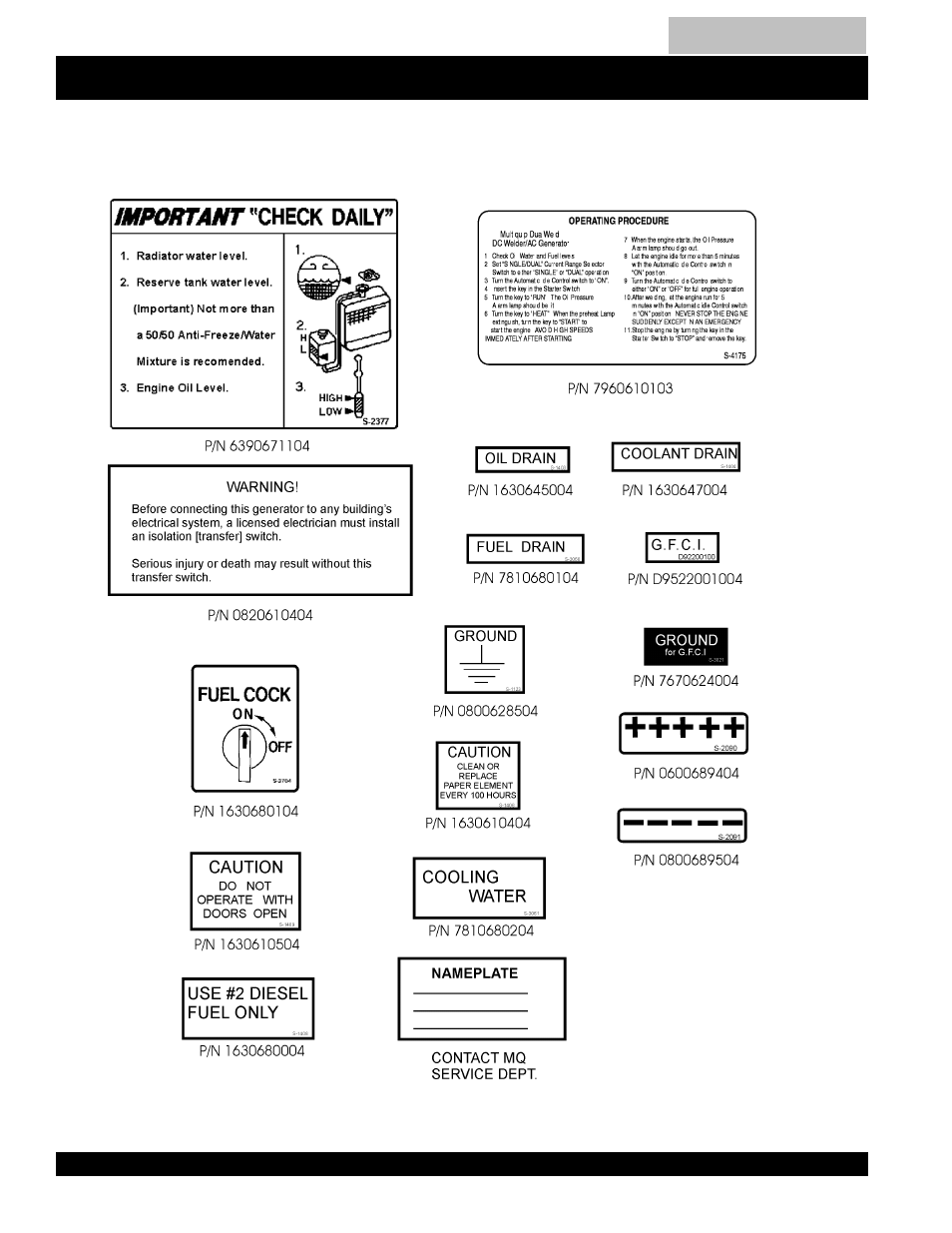 Operation and safety decals -9, Operation and safety decals | Multiquip MQ Power Duelweld Welder/Ac Generator BLW-400SSW User Manual | Page 8 / 138