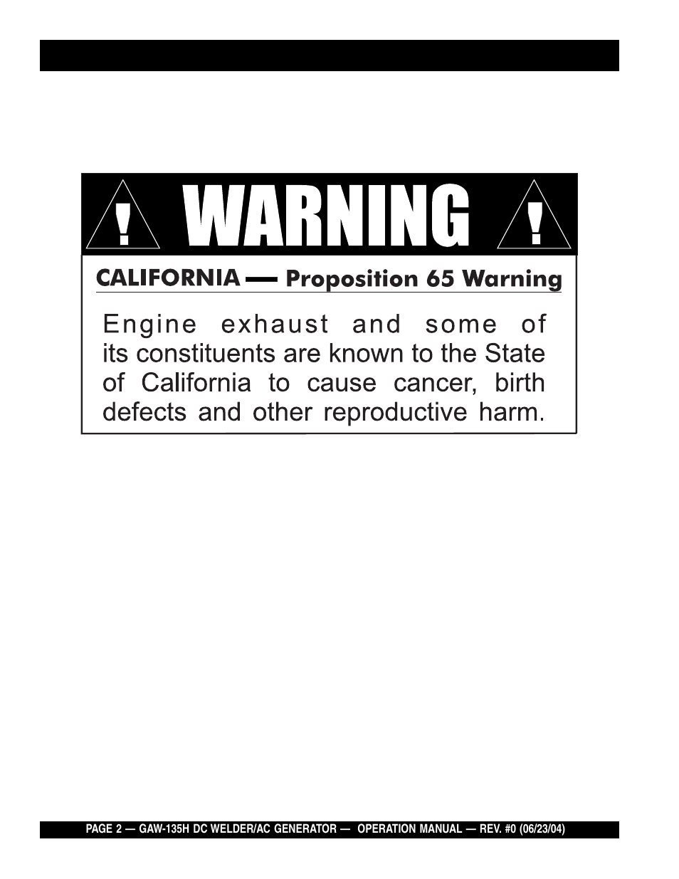 Multiquip PORTABLE DC WELDER/AC GENERATOR (GASOLINE ENGINE) GAW-135H User Manual | Page 2 / 84