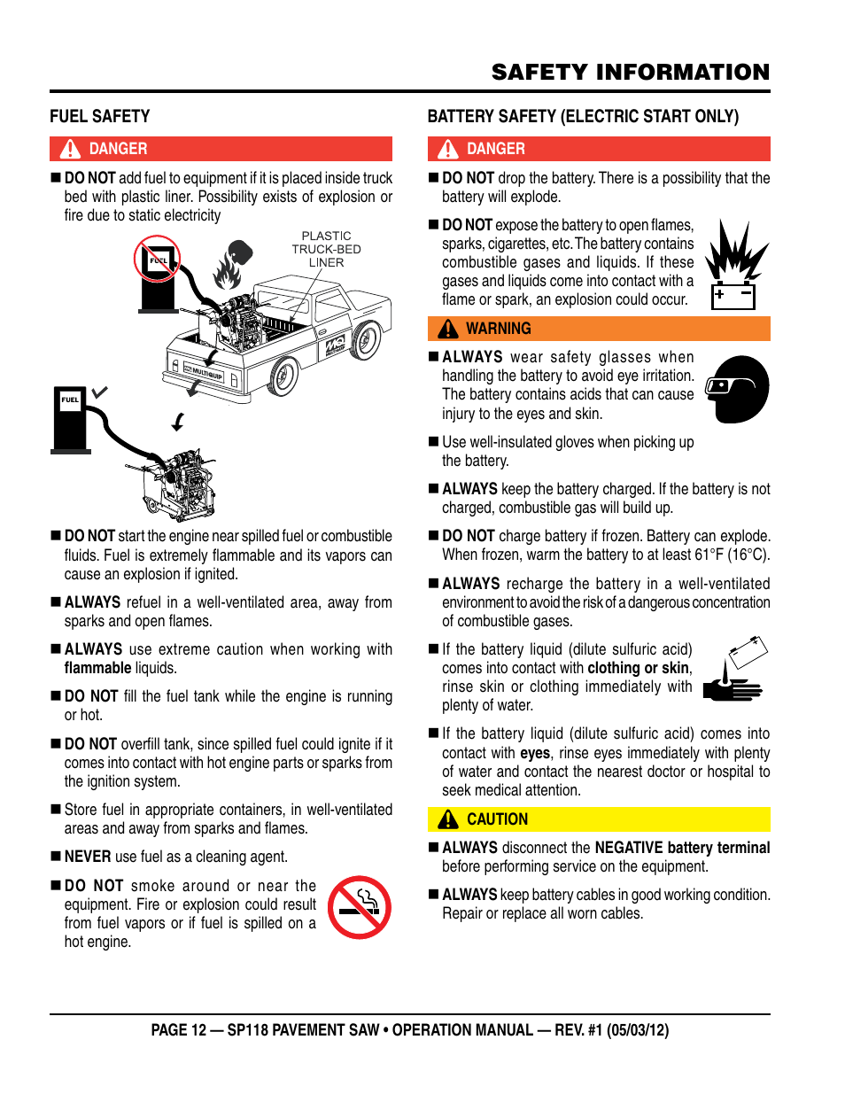 Safety information | Multiquip StreetPro Professional Pavement Saw SP118 User Manual | Page 12 / 38