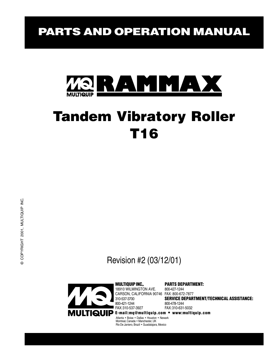 Multiquip Rammax Tandem Vibratory Roller T16 User Manual | 178 pages