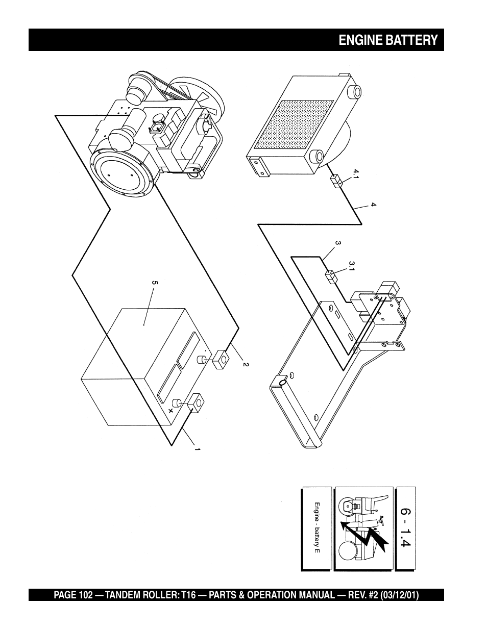 Engine battery | Multiquip Rammax Tandem Vibratory Roller T16 User Manual | Page 102 / 178