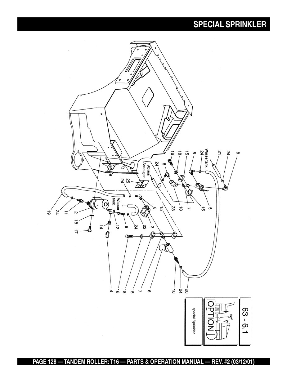 Special sprinkler | Multiquip Rammax Tandem Vibratory Roller T16 User Manual | Page 128 / 178