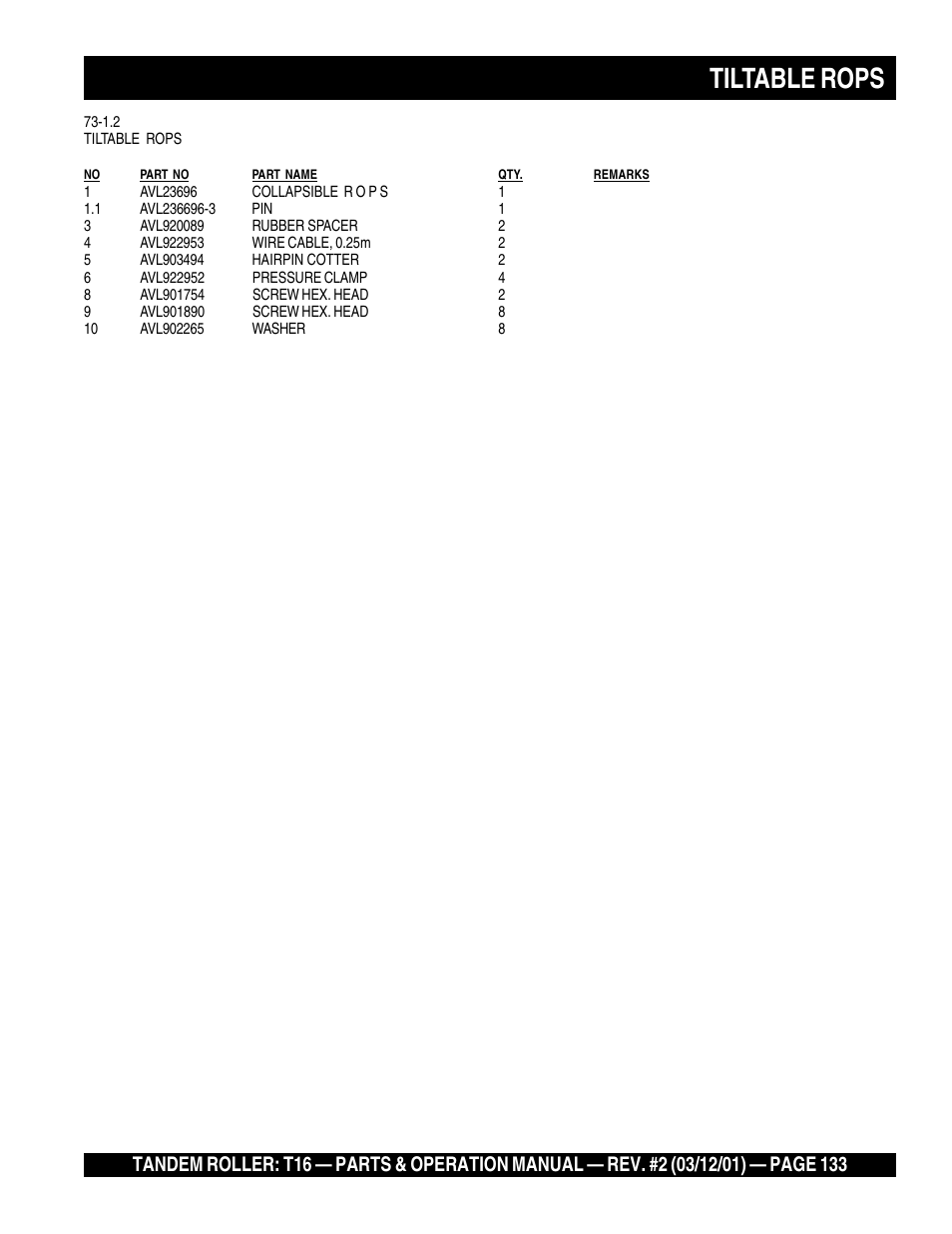 Tiltable rops | Multiquip Rammax Tandem Vibratory Roller T16 User Manual | Page 133 / 178