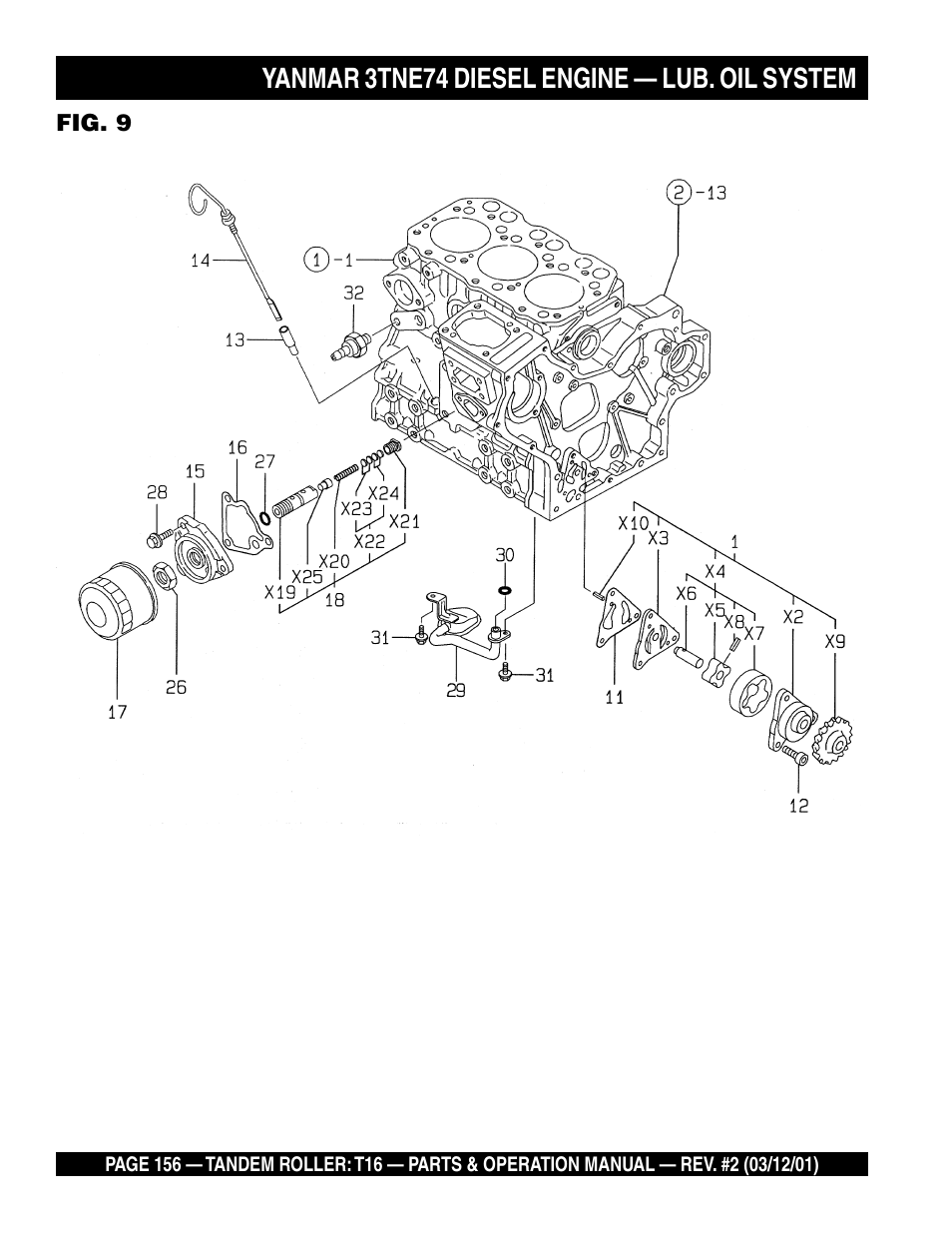 Yanmar 3tne74 diesel engine — lub. oil system | Multiquip Rammax Tandem Vibratory Roller T16 User Manual | Page 156 / 178