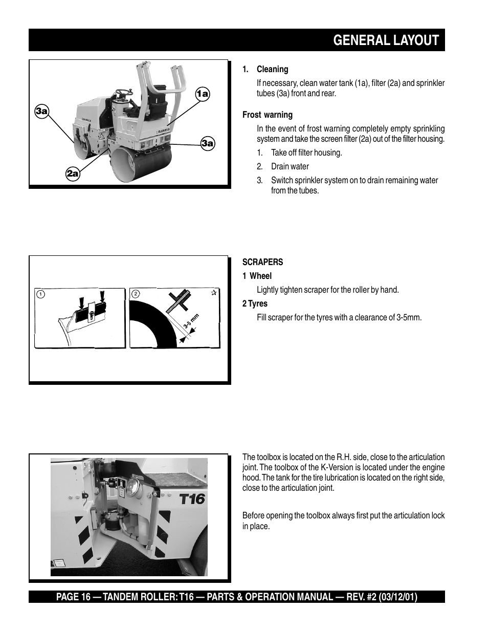 General layout | Multiquip Rammax Tandem Vibratory Roller T16 User Manual | Page 16 / 178