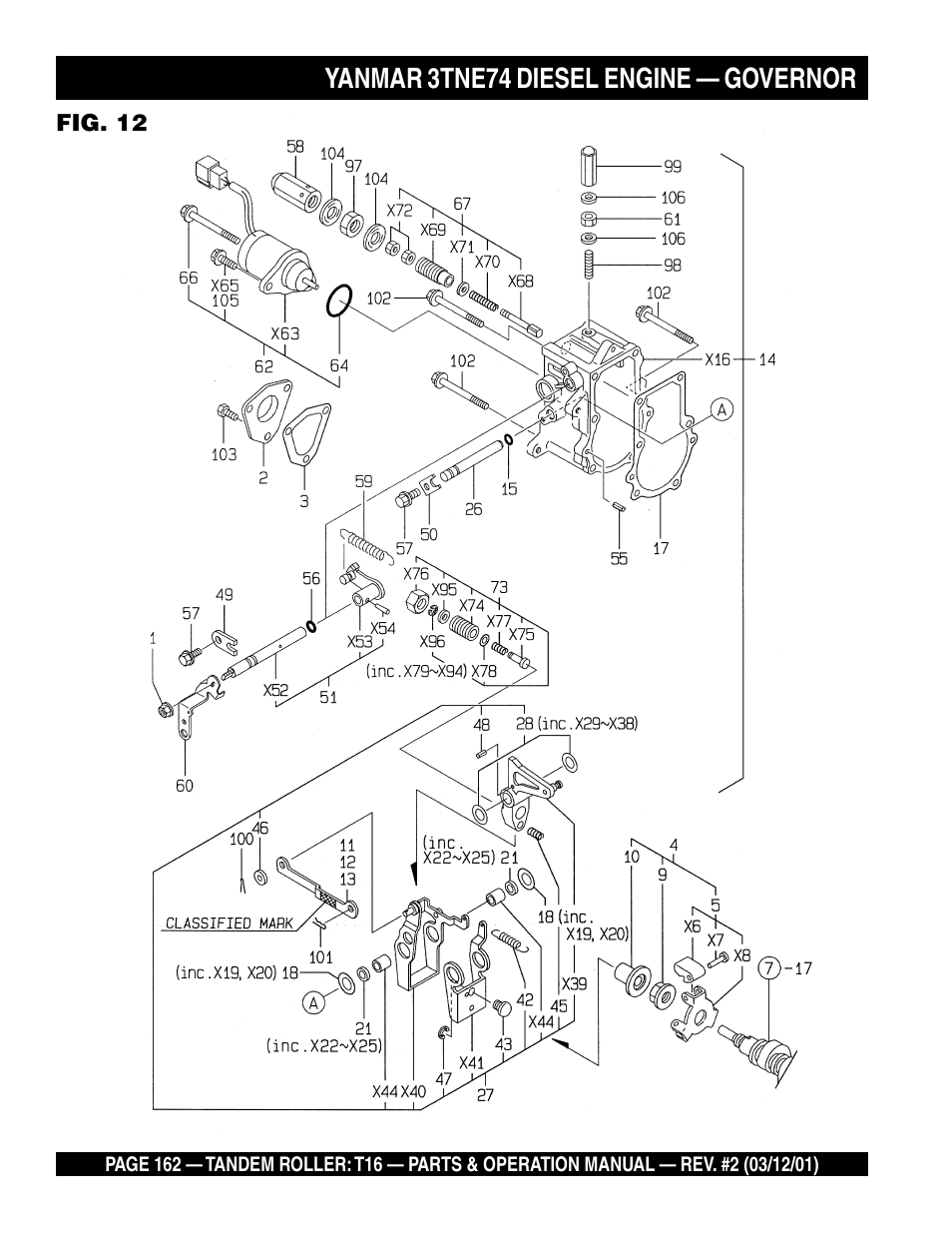 Yanmar 3tne74 diesel engine — governor | Multiquip Rammax Tandem Vibratory Roller T16 User Manual | Page 162 / 178