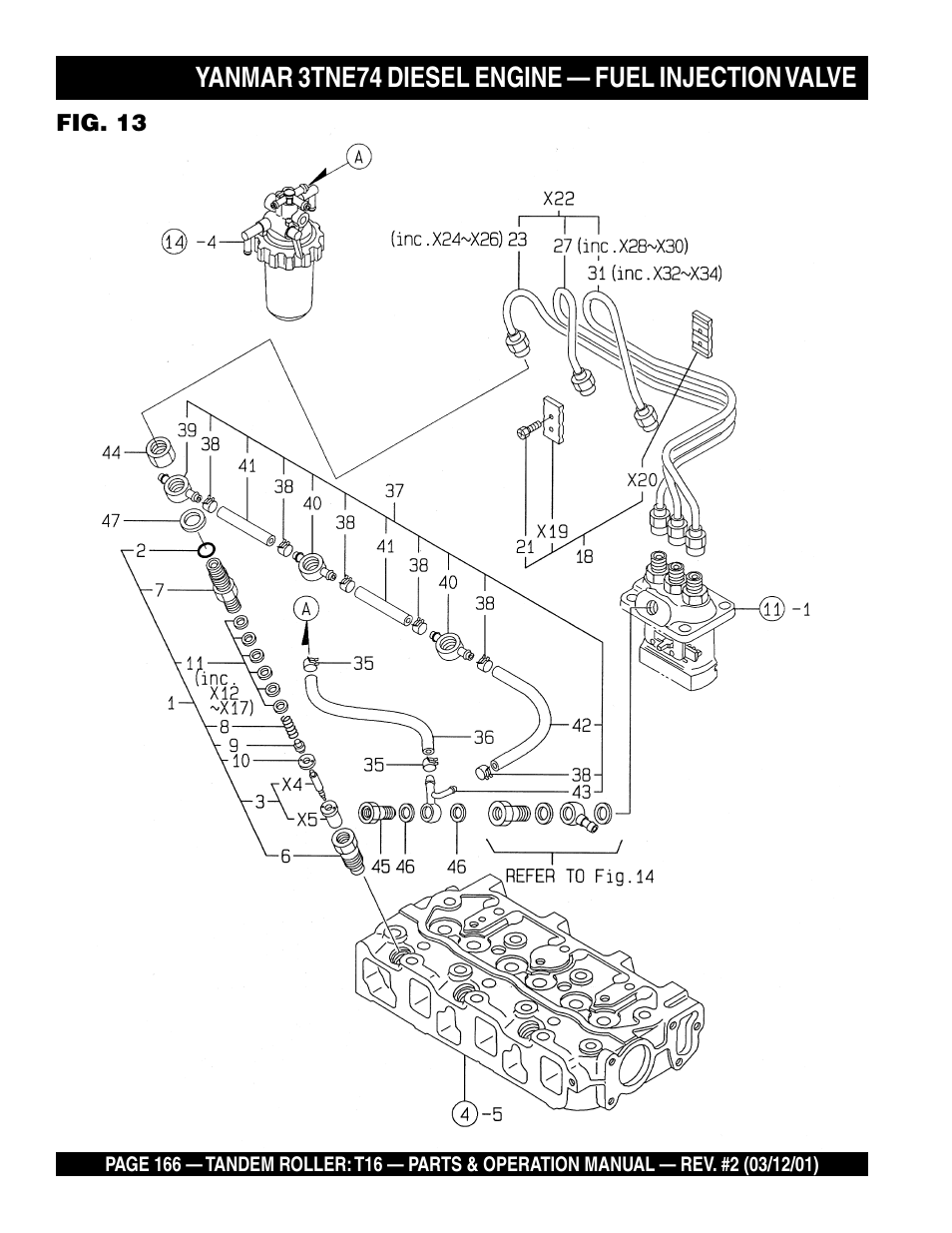 Yanmar 3tne74 diesel engine — fuel injection valve | Multiquip Rammax Tandem Vibratory Roller T16 User Manual | Page 166 / 178