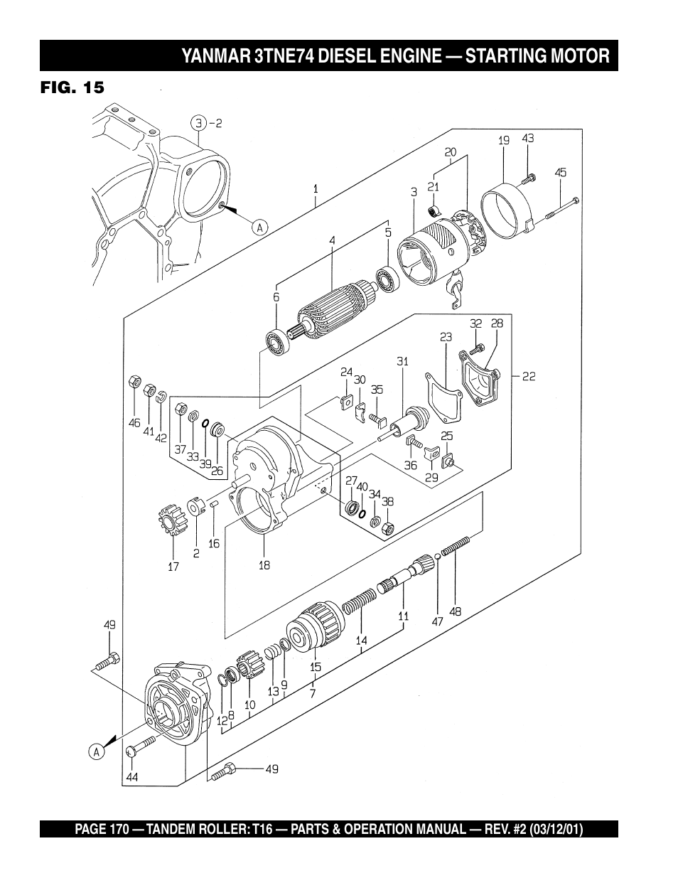 Yanmar 3tne74 diesel engine — starting motor | Multiquip Rammax Tandem Vibratory Roller T16 User Manual | Page 170 / 178