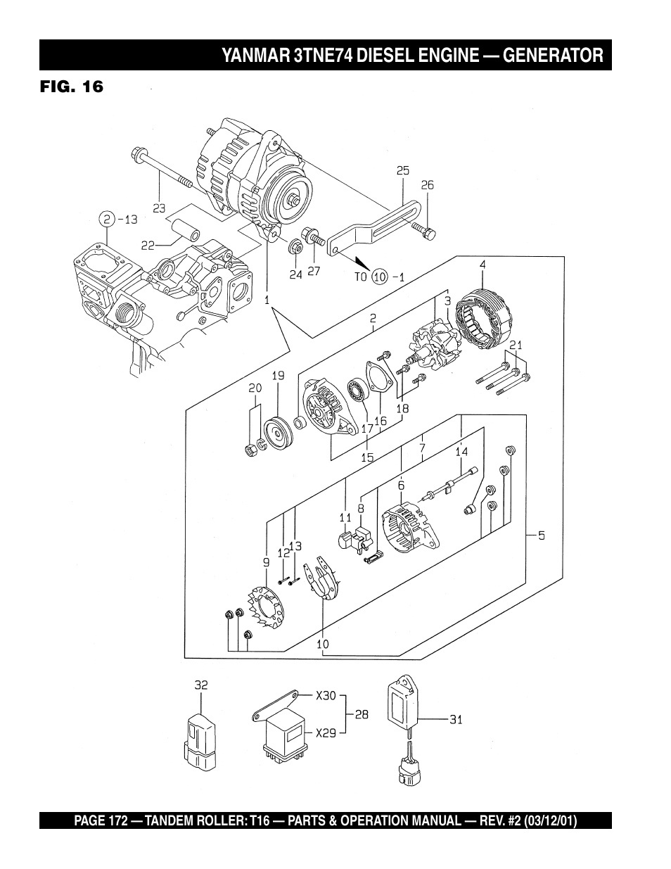 Yanmar 3tne74 diesel engine — generator | Multiquip Rammax Tandem Vibratory Roller T16 User Manual | Page 172 / 178