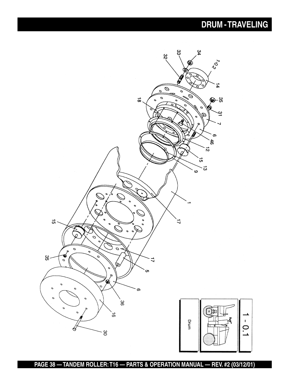 Drum - traveling | Multiquip Rammax Tandem Vibratory Roller T16 User Manual | Page 38 / 178