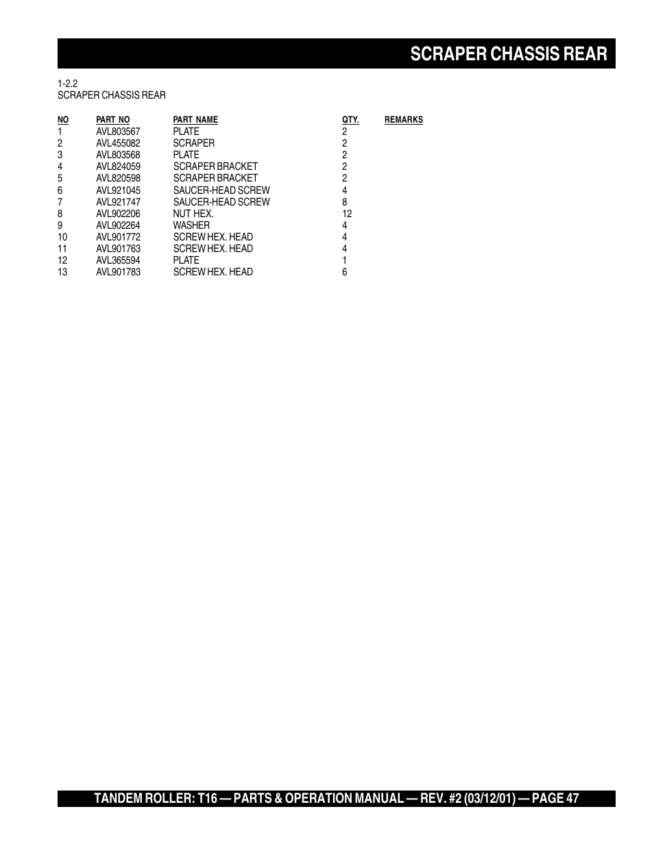 Scraper chassis rear | Multiquip Rammax Tandem Vibratory Roller T16 User Manual | Page 47 / 178