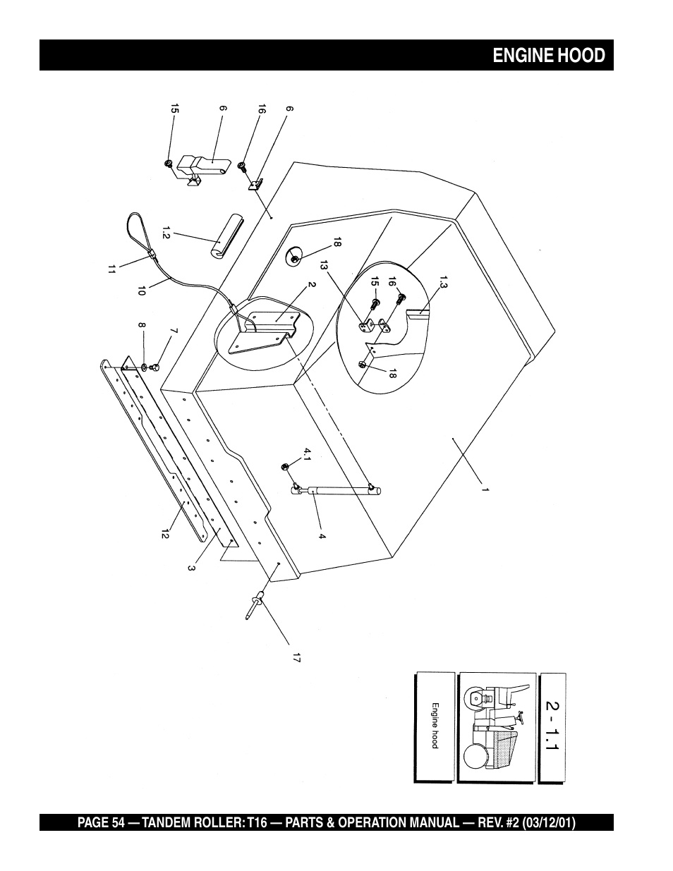 Engine hood | Multiquip Rammax Tandem Vibratory Roller T16 User Manual | Page 54 / 178