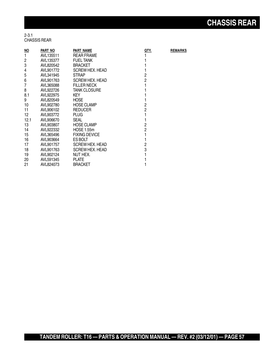 Chassis rear | Multiquip Rammax Tandem Vibratory Roller T16 User Manual | Page 57 / 178