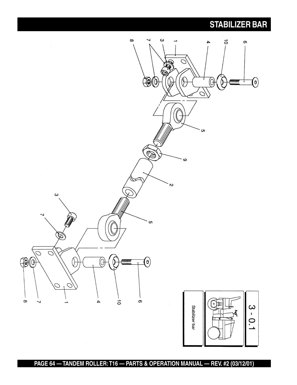 Stabilizer bar | Multiquip Rammax Tandem Vibratory Roller T16 User Manual | Page 64 / 178