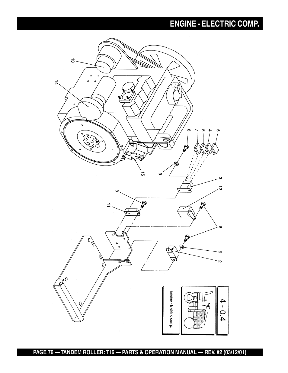 Engine - electric comp | Multiquip Rammax Tandem Vibratory Roller T16 User Manual | Page 76 / 178