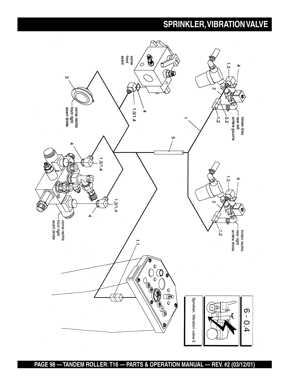 Sprinkler, vibration valve | Multiquip Rammax Tandem Vibratory Roller T16 User Manual | Page 98 / 178