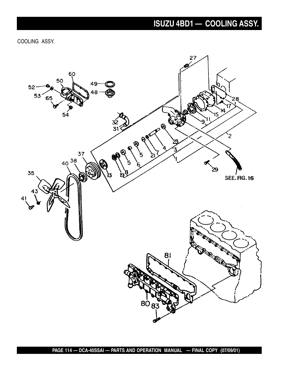 Isuzu 4bd1 — cooling assy | Multiquip MQ POWER WHISPERWATTTM GENERATOR DCA-40SSAI User Manual | Page 114 / 140