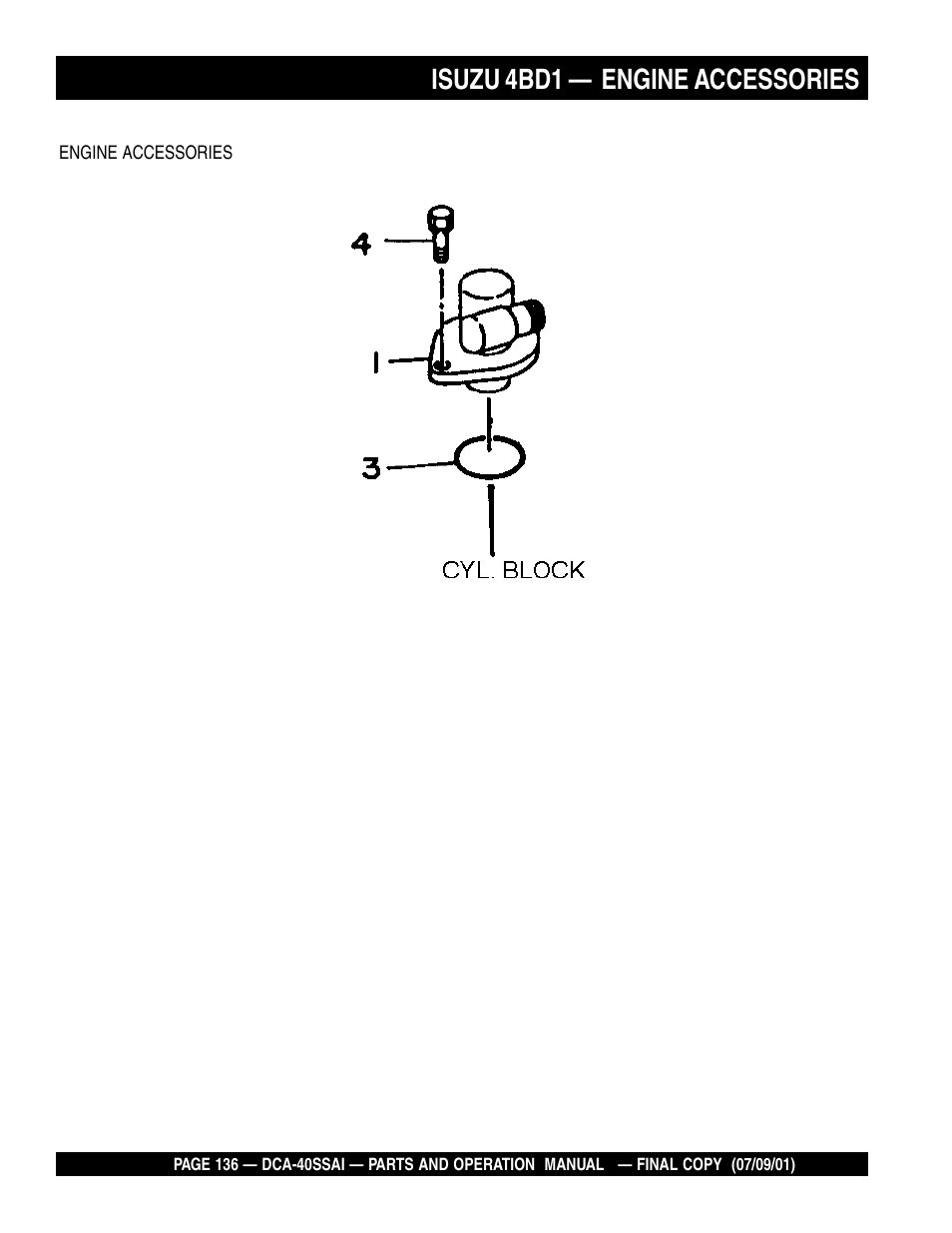 Isuzu 4bd1 — engine accessories | Multiquip MQ POWER WHISPERWATTTM GENERATOR DCA-40SSAI User Manual | Page 136 / 140