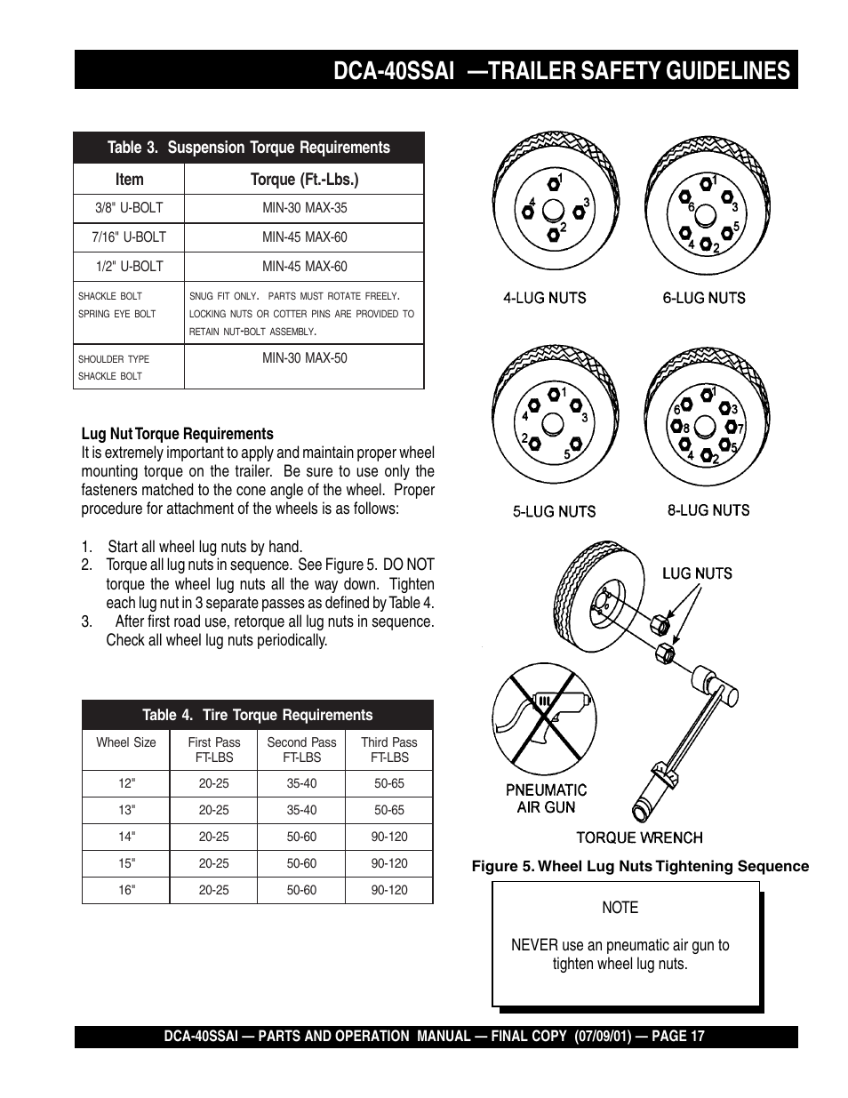 Dca-40ssai —trailer safety guidelines | Multiquip MQ POWER WHISPERWATTTM GENERATOR DCA-40SSAI User Manual | Page 17 / 140