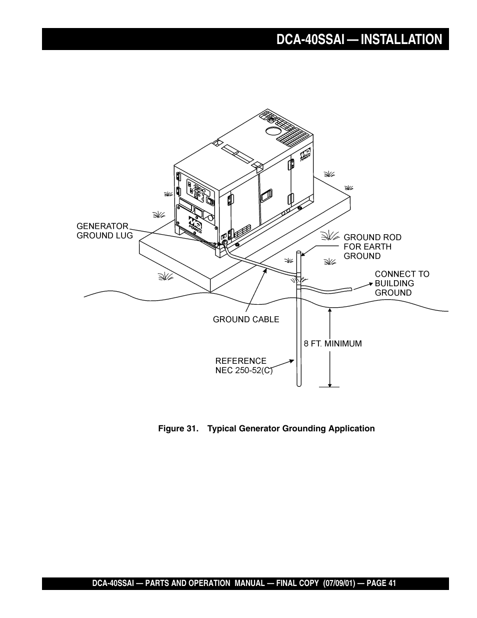 Dca-40ssai — installation | Multiquip MQ POWER WHISPERWATTTM GENERATOR DCA-40SSAI User Manual | Page 41 / 140