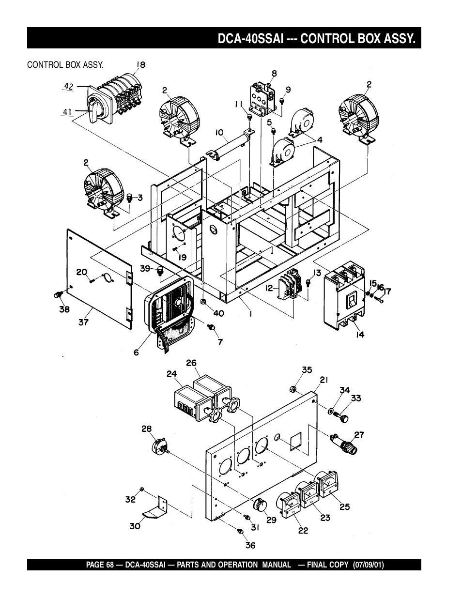 Dca-40ssai --- control box assy | Multiquip MQ POWER WHISPERWATTTM GENERATOR DCA-40SSAI User Manual | Page 68 / 140