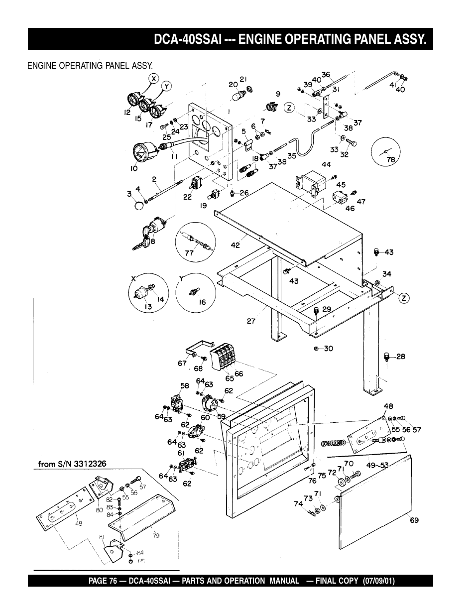 Dca-40ssai --- engine operating panel assy | Multiquip MQ POWER WHISPERWATTTM GENERATOR DCA-40SSAI User Manual | Page 76 / 140