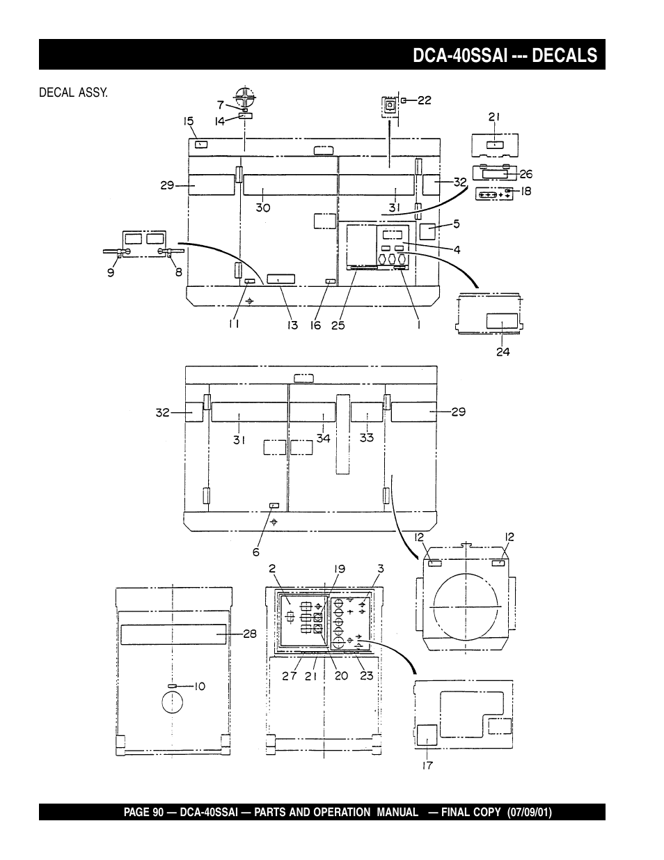 Dca-40ssai --- decals | Multiquip MQ POWER WHISPERWATTTM GENERATOR DCA-40SSAI User Manual | Page 90 / 140