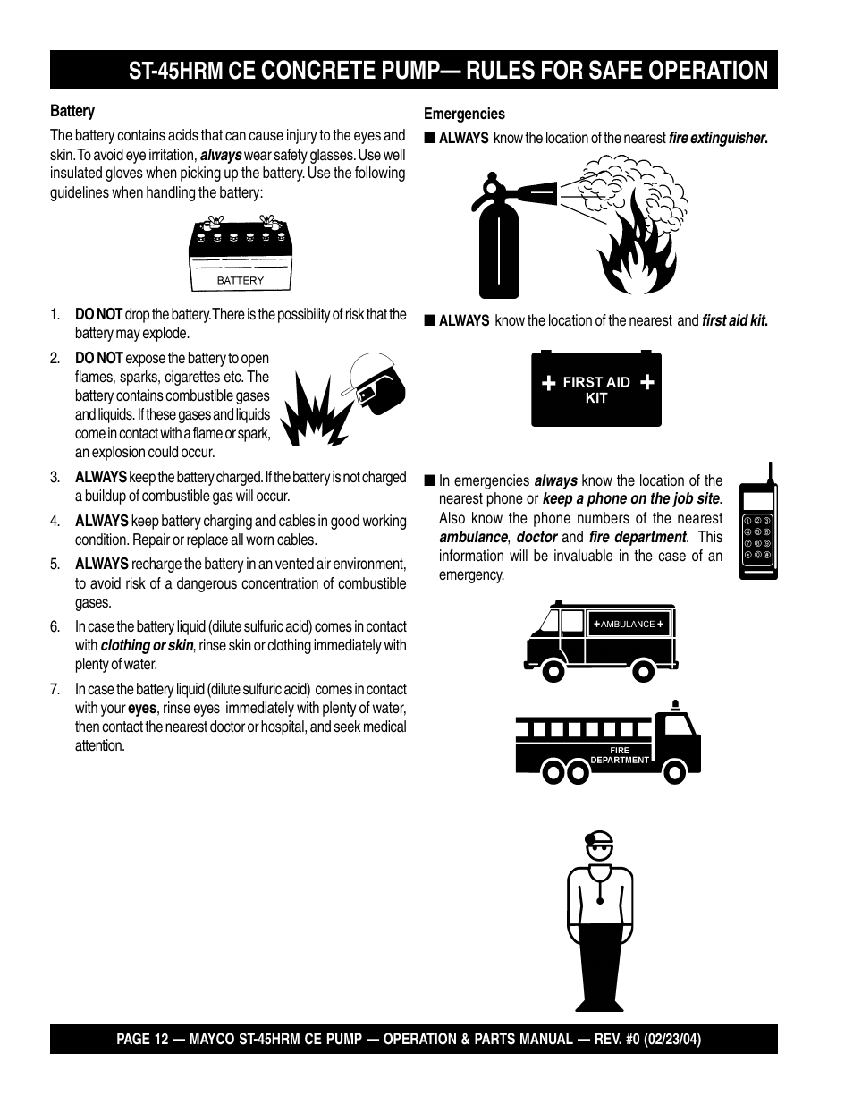 E concrete pump— rules for safe operation, St-45hrm c | Multiquip Mayco Structural Concrete Pump ST-45HRM CE User Manual | Page 12 / 140