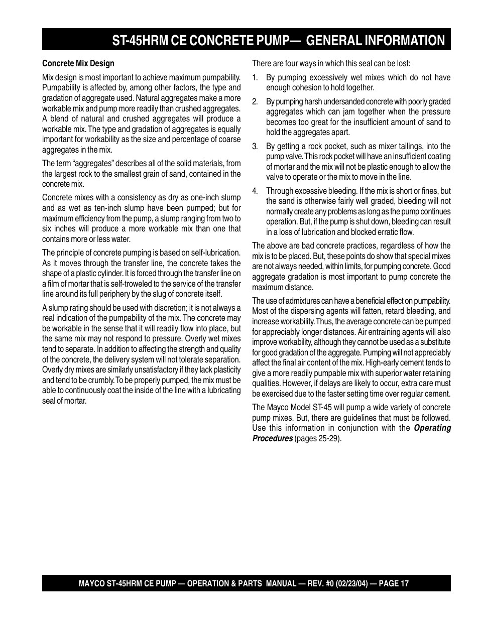 St-45hrm ce concrete pump— general information | Multiquip Mayco Structural Concrete Pump ST-45HRM CE User Manual | Page 17 / 140
