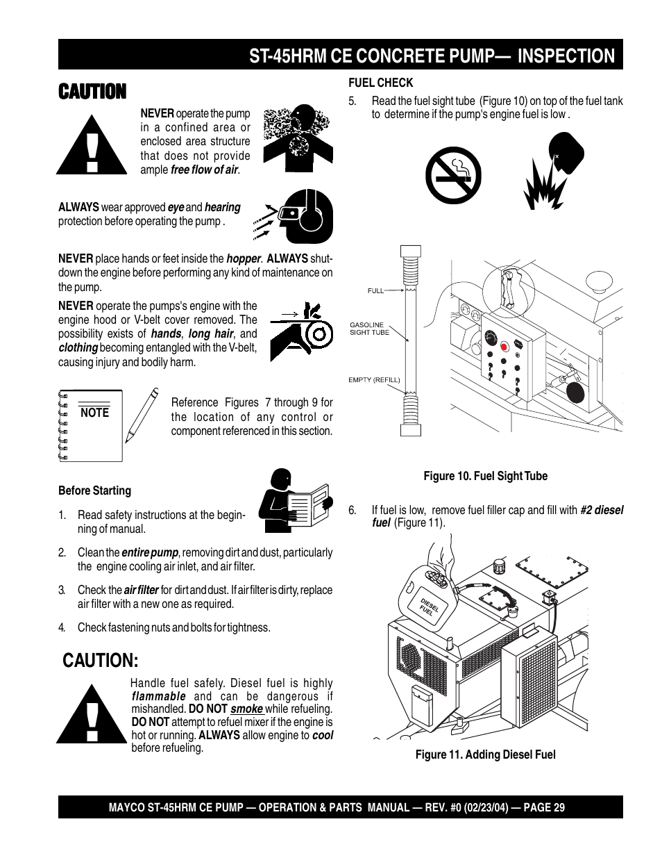 Caution | Multiquip Mayco Structural Concrete Pump ST-45HRM CE User Manual | Page 29 / 140