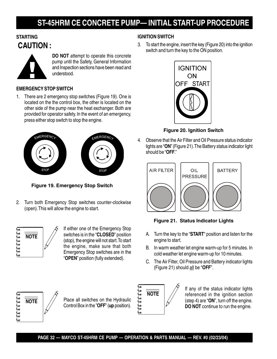 Caution | Multiquip Mayco Structural Concrete Pump ST-45HRM CE User Manual | Page 32 / 140