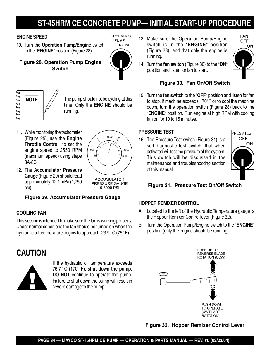 Caution | Multiquip Mayco Structural Concrete Pump ST-45HRM CE User Manual | Page 34 / 140