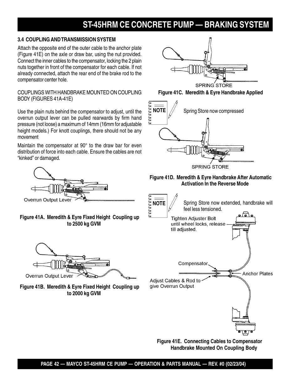 St-45hrm ce concrete pump — braking system | Multiquip Mayco Structural Concrete Pump ST-45HRM CE User Manual | Page 42 / 140