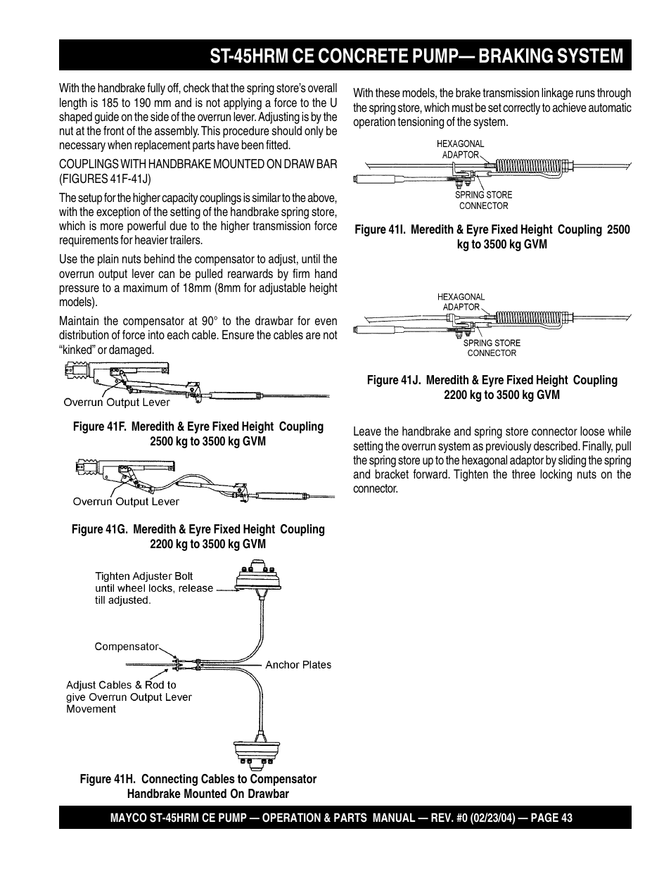 St-45hrm ce concrete pump— braking system | Multiquip Mayco Structural Concrete Pump ST-45HRM CE User Manual | Page 43 / 140