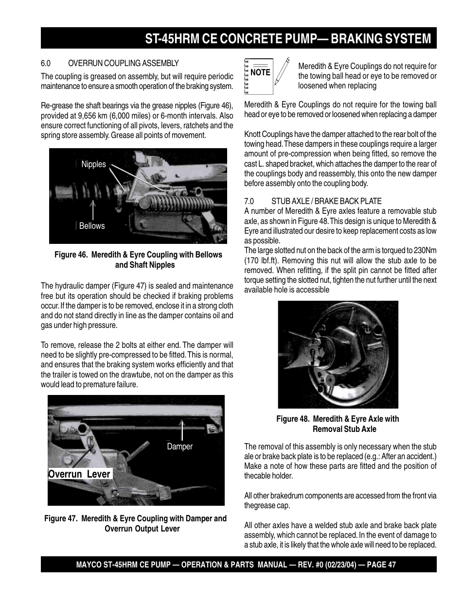 St-45hrm ce concrete pump— braking system | Multiquip Mayco Structural Concrete Pump ST-45HRM CE User Manual | Page 47 / 140