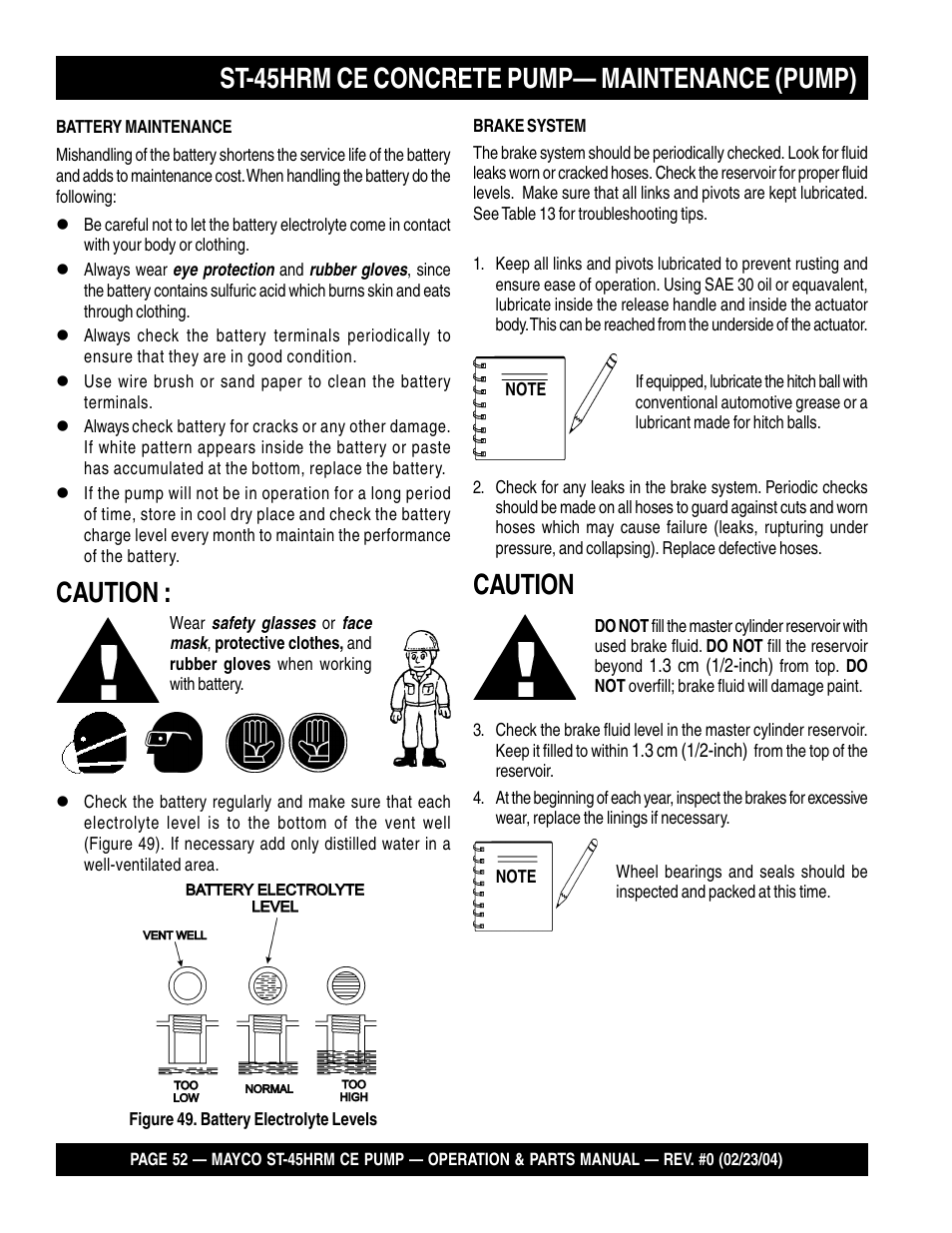 Caution | Multiquip Mayco Structural Concrete Pump ST-45HRM CE User Manual | Page 52 / 140