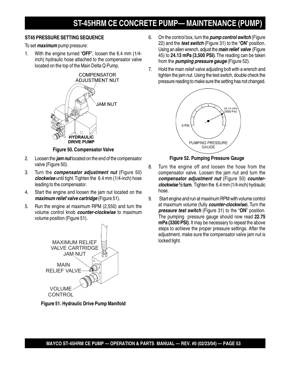 St-45hrm ce concrete pump— maintenance (pump) | Multiquip Mayco Structural Concrete Pump ST-45HRM CE User Manual | Page 53 / 140