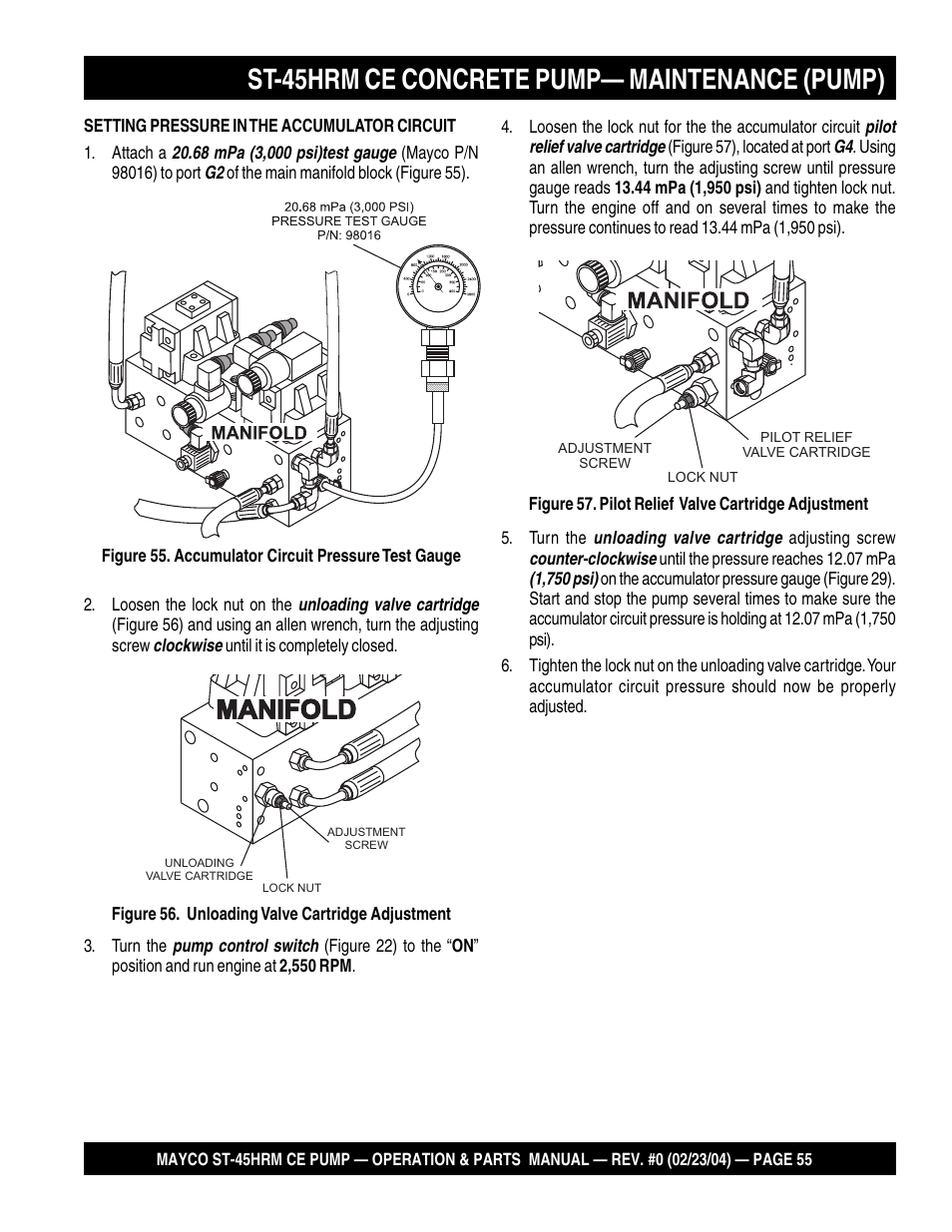 St-45hrm ce concrete pump— maintenance (pump) | Multiquip Mayco Structural Concrete Pump ST-45HRM CE User Manual | Page 55 / 140