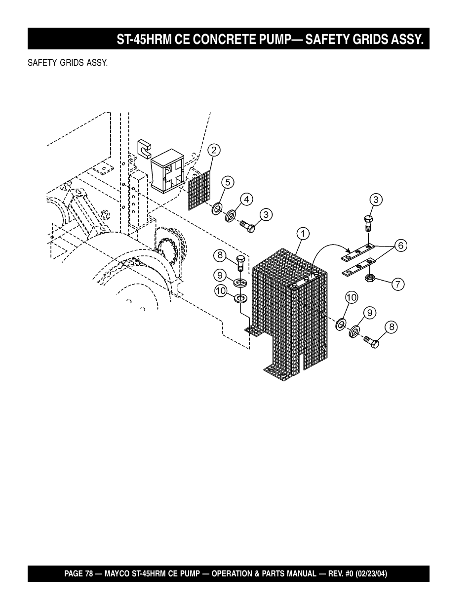St-45hrm ce concrete pump— safety grids assy | Multiquip Mayco Structural Concrete Pump ST-45HRM CE User Manual | Page 78 / 140