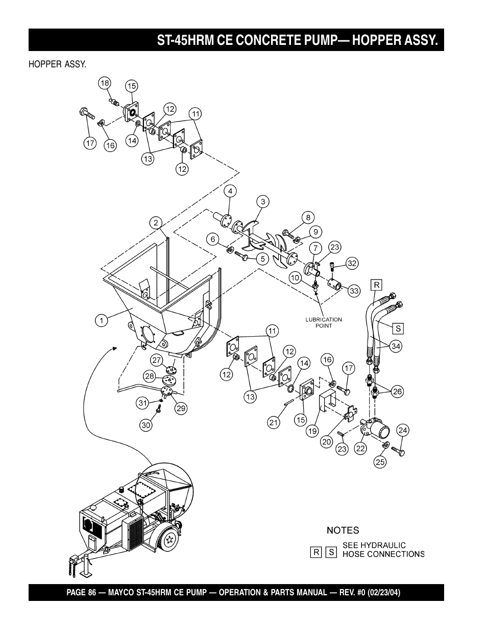 St-45hrm ce concrete pump— hopper assy | Multiquip Mayco Structural Concrete Pump ST-45HRM CE User Manual | Page 86 / 140