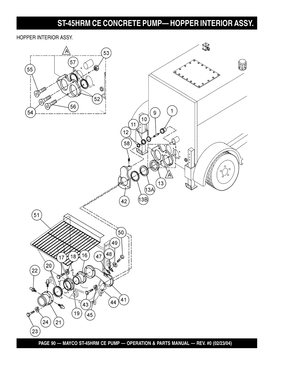 St-45hrm ce concrete pump— hopper interior assy | Multiquip Mayco Structural Concrete Pump ST-45HRM CE User Manual | Page 90 / 140