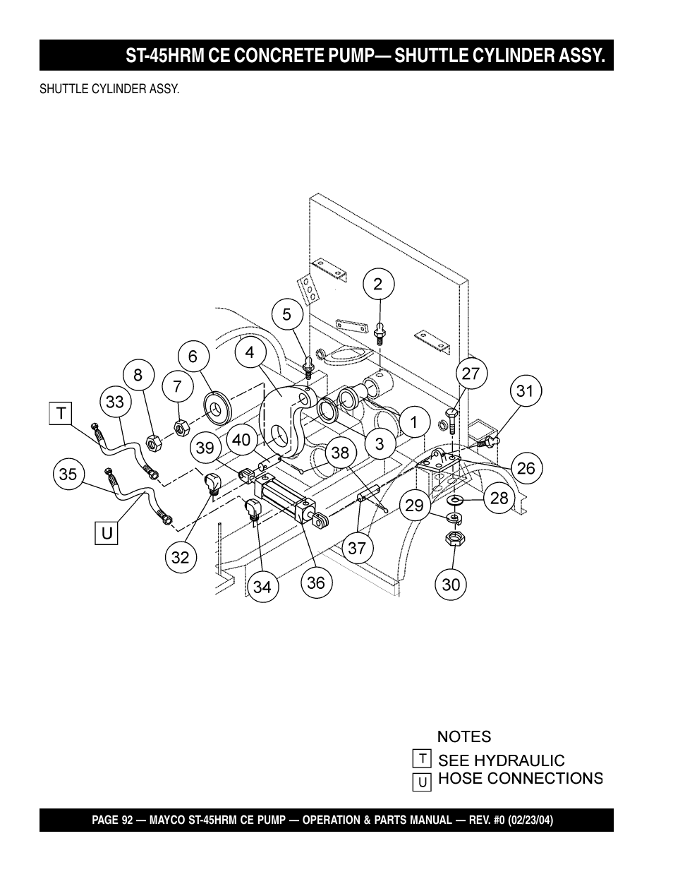 St-45hrm ce concrete pump— shuttle cylinder assy | Multiquip Mayco Structural Concrete Pump ST-45HRM CE User Manual | Page 92 / 140