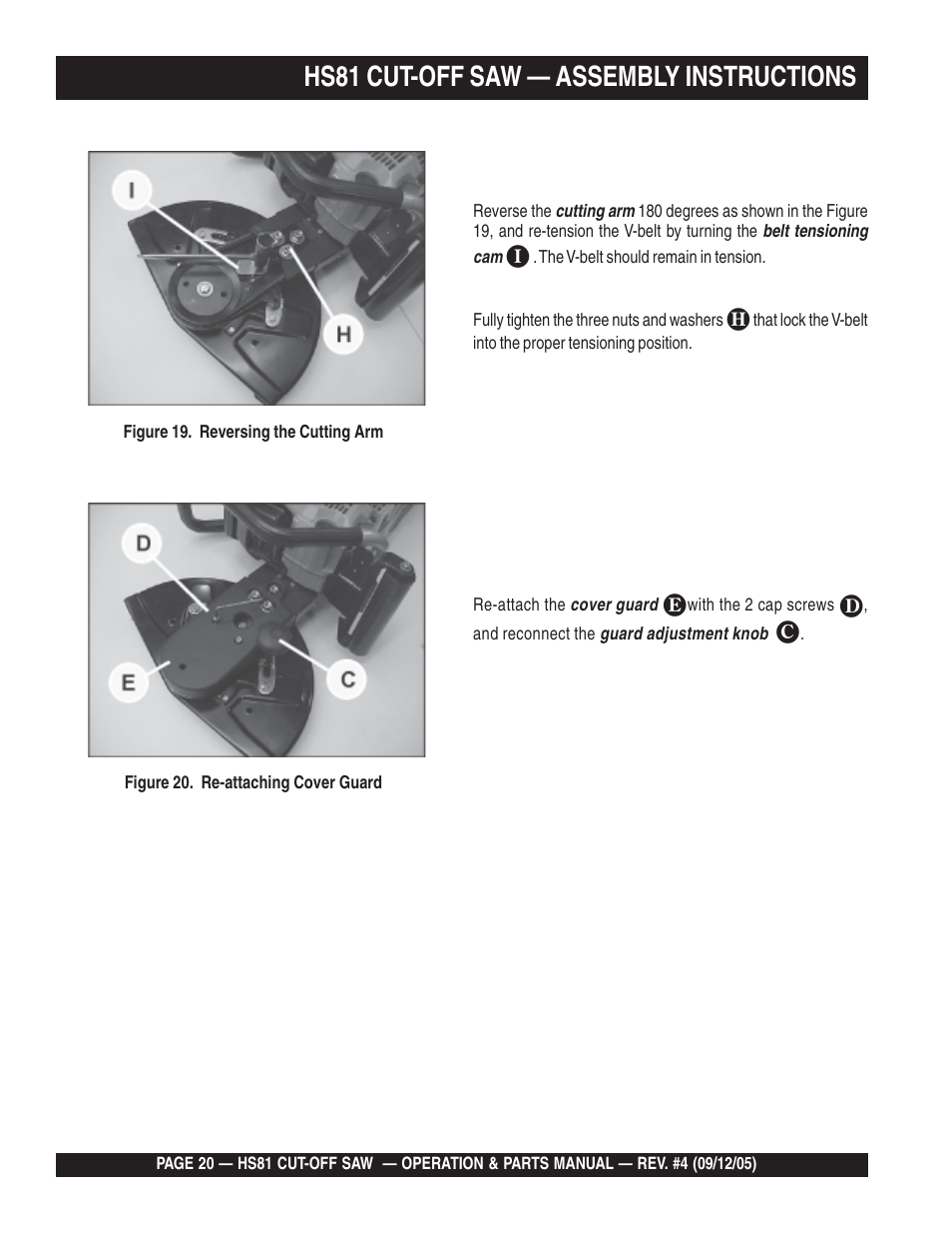 Hs81 cut-off saw — assembly instructions | Multiquip SideWinder Cut-Off Saw HS81 User Manual | Page 20 / 68