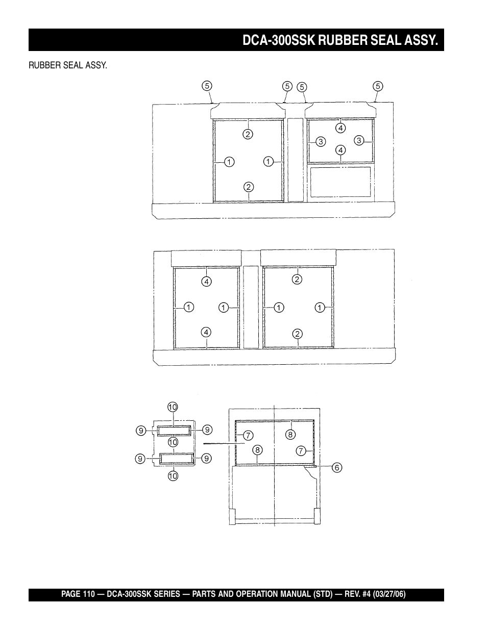 Dca-300ssk rubber seal assy | Multiquip MQPower Whisperwatt Series DCA-300SSK User Manual | Page 110 / 122