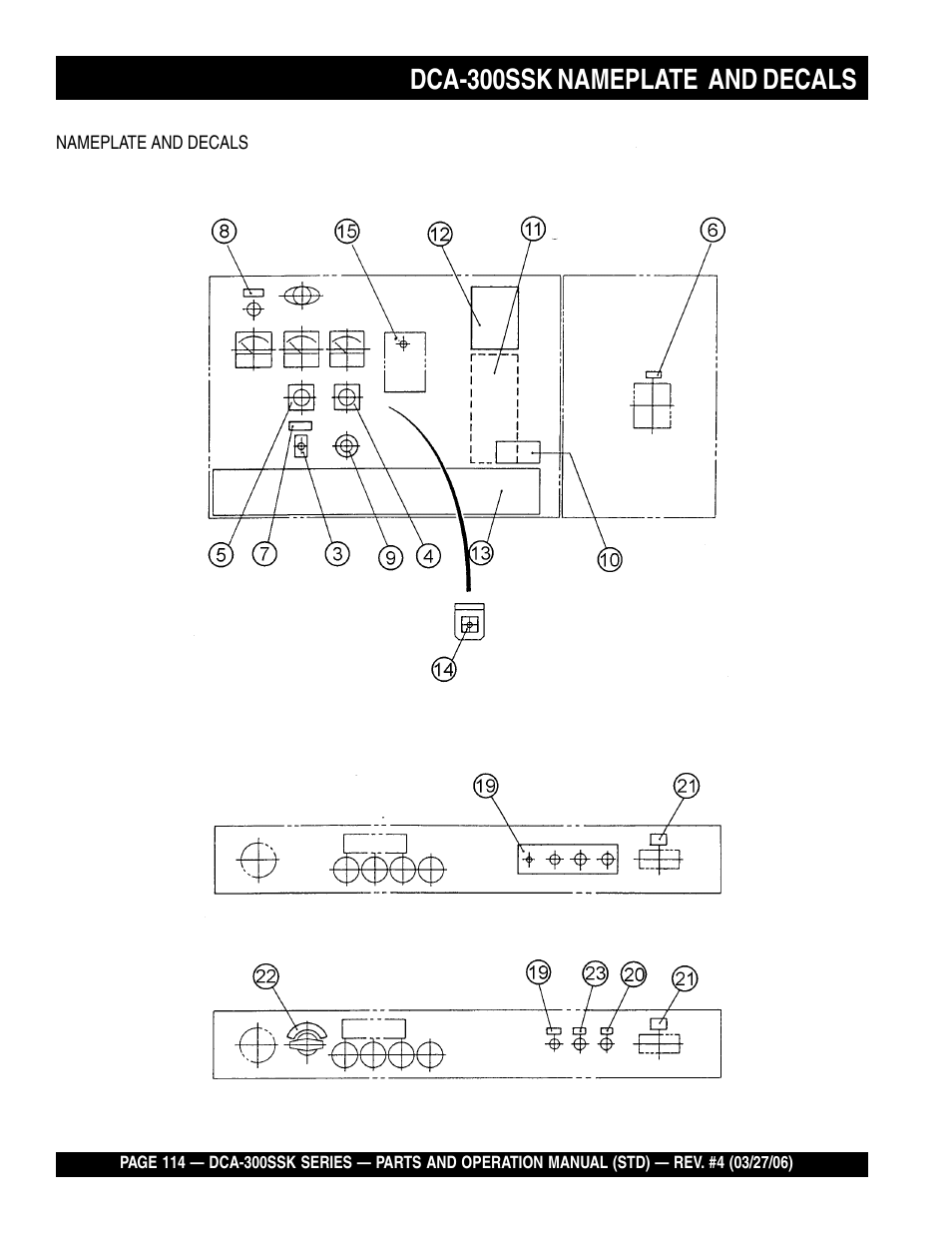Dca-300ssk nameplate and decals | Multiquip MQPower Whisperwatt Series DCA-300SSK User Manual | Page 114 / 122