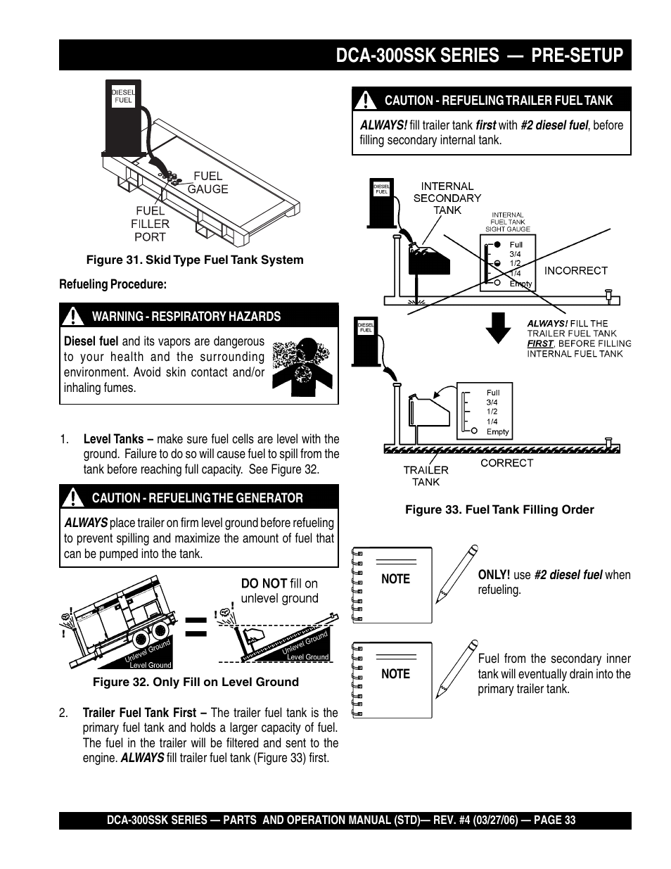 Dca-300ssk series — pre-setup | Multiquip MQPower Whisperwatt Series DCA-300SSK User Manual | Page 33 / 122