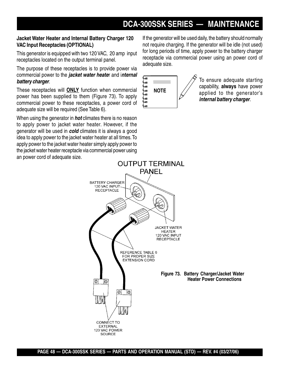 Dca-300ssk series — maintenance | Multiquip MQPower Whisperwatt Series DCA-300SSK User Manual | Page 48 / 122